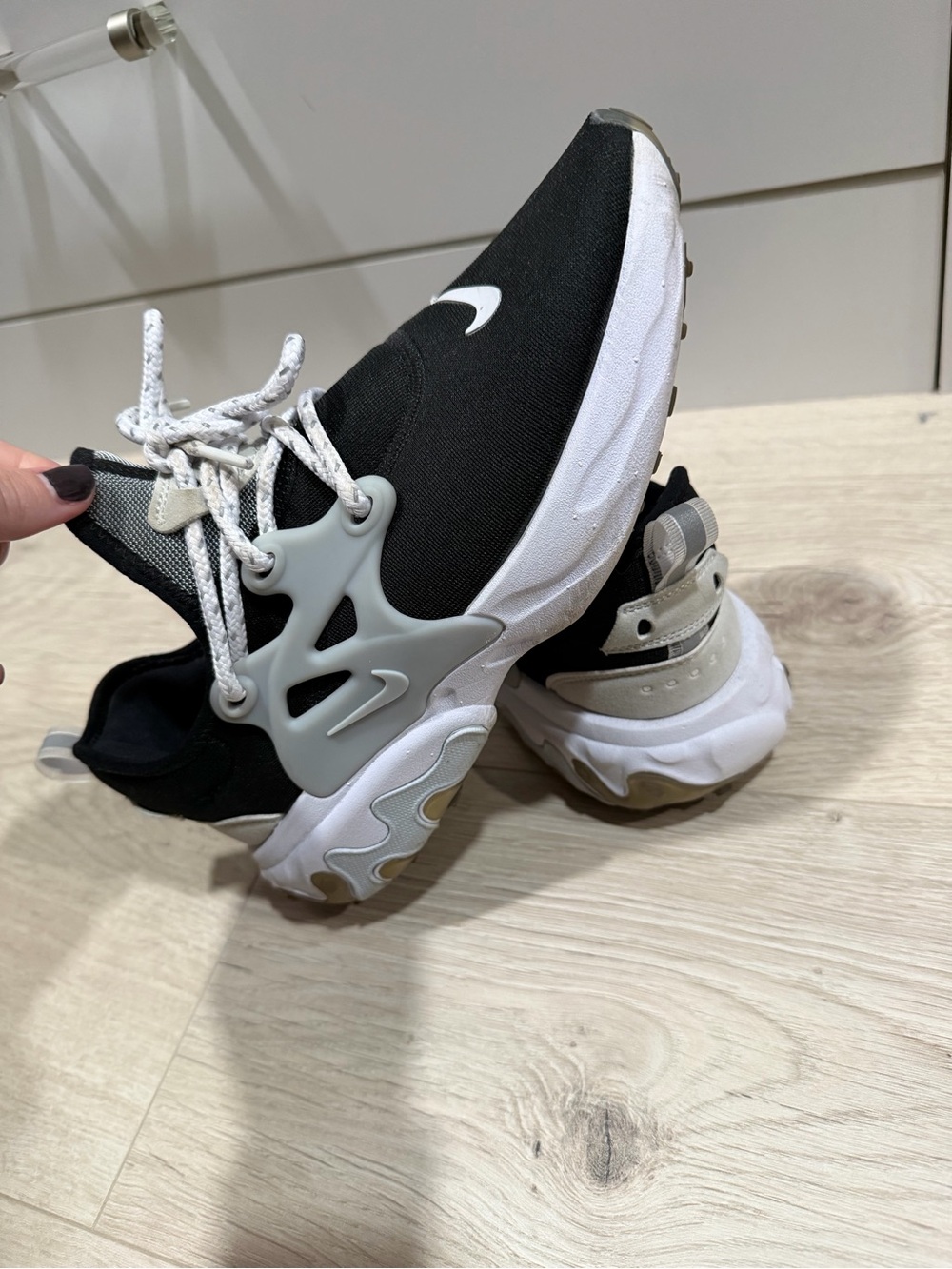 Women’s Nike Presto Black and White Athletic Sneakers with Grayish Blue Accents